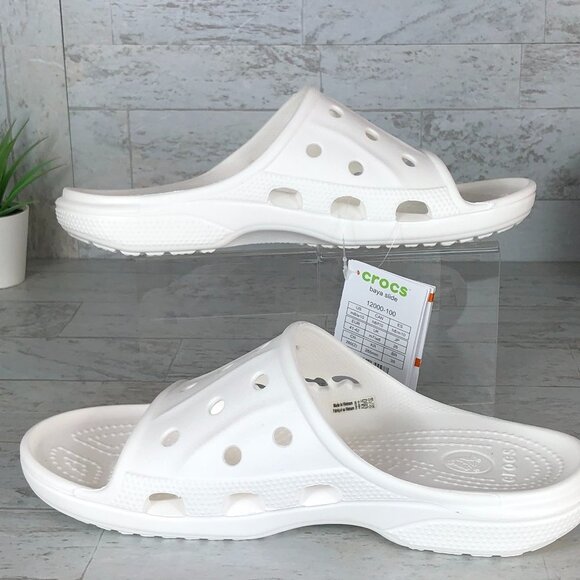 Crocs All White Baya Slides Slippers Sandals Mens size 7 /‎ Womens size 9 - Picture 4 of 8